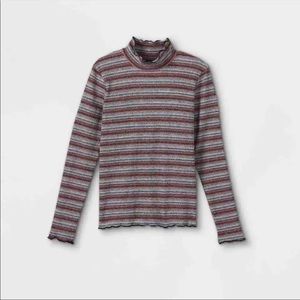 𝅺art Cla Girl' Lettuce Edge Mock Neck Top